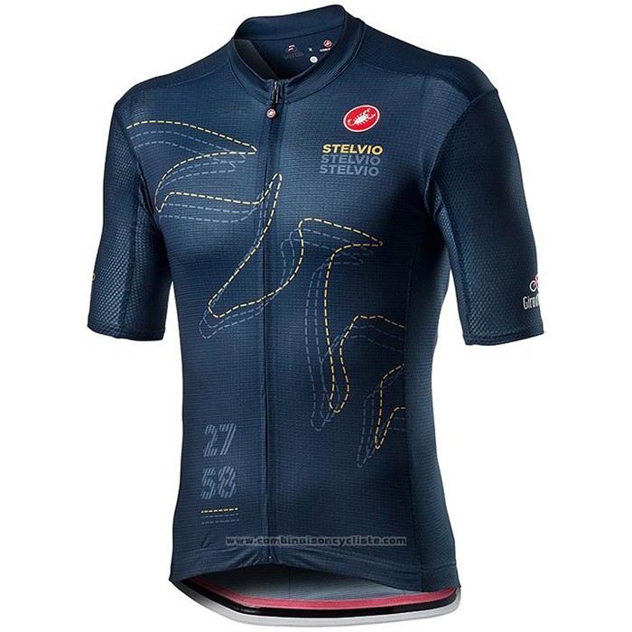 2020 Maillot Cyclisme Giro d'Italia Fonce Bleu Manches Courtes et Cuissard